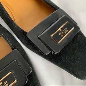 GUCCI Black Suede Leather Low Heels